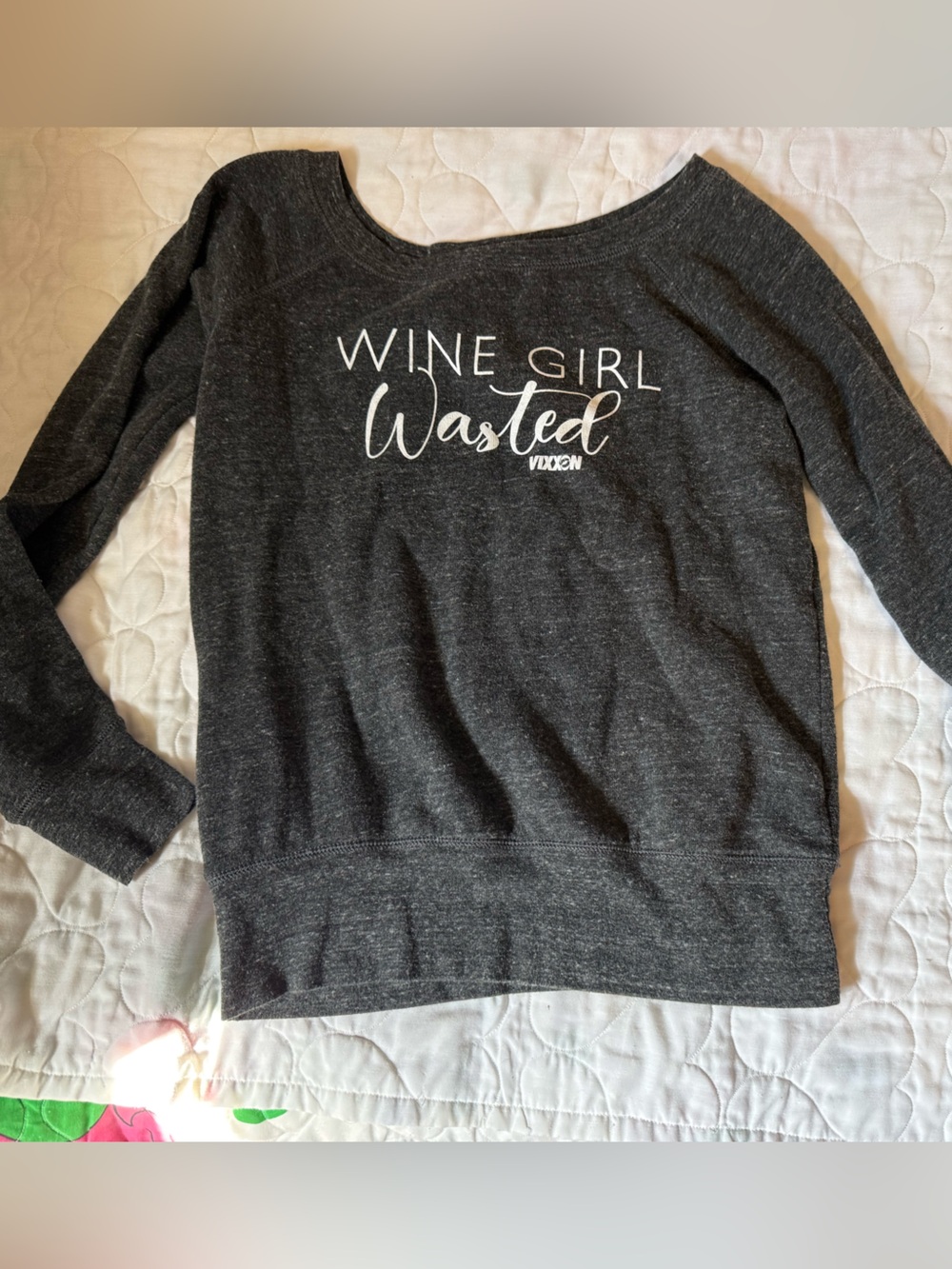 DIXXON Dark Gray 'Wine Girl Wasted' Graphic Crewneck Sweater